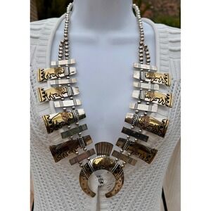 Tommy Singer Navajo Native Indian‎ Gold Overlay Sterling Silver Squash Blossom